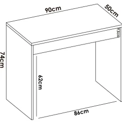 Scrivania lineare bianca e rovere nodi 110x50cm con 1 cassetto - Aischa