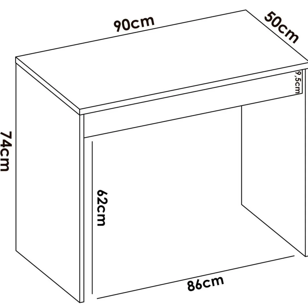 Scrivania lineare bianca e rovere nodi 110x50cm con 1 cassetto - Aischa