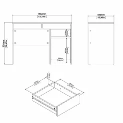 Scrivania lineare bianca lucida 110x50cm con supporto pc - Antioco