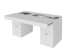Scrivania lineare bianca lucida 130x60cm con 1 cassetto - Aladdin