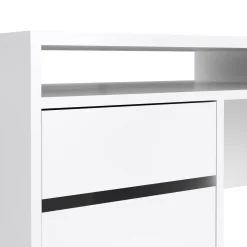 Scrivania lineare bianca lucida 149x48cm con 2 cassetti - Leepi