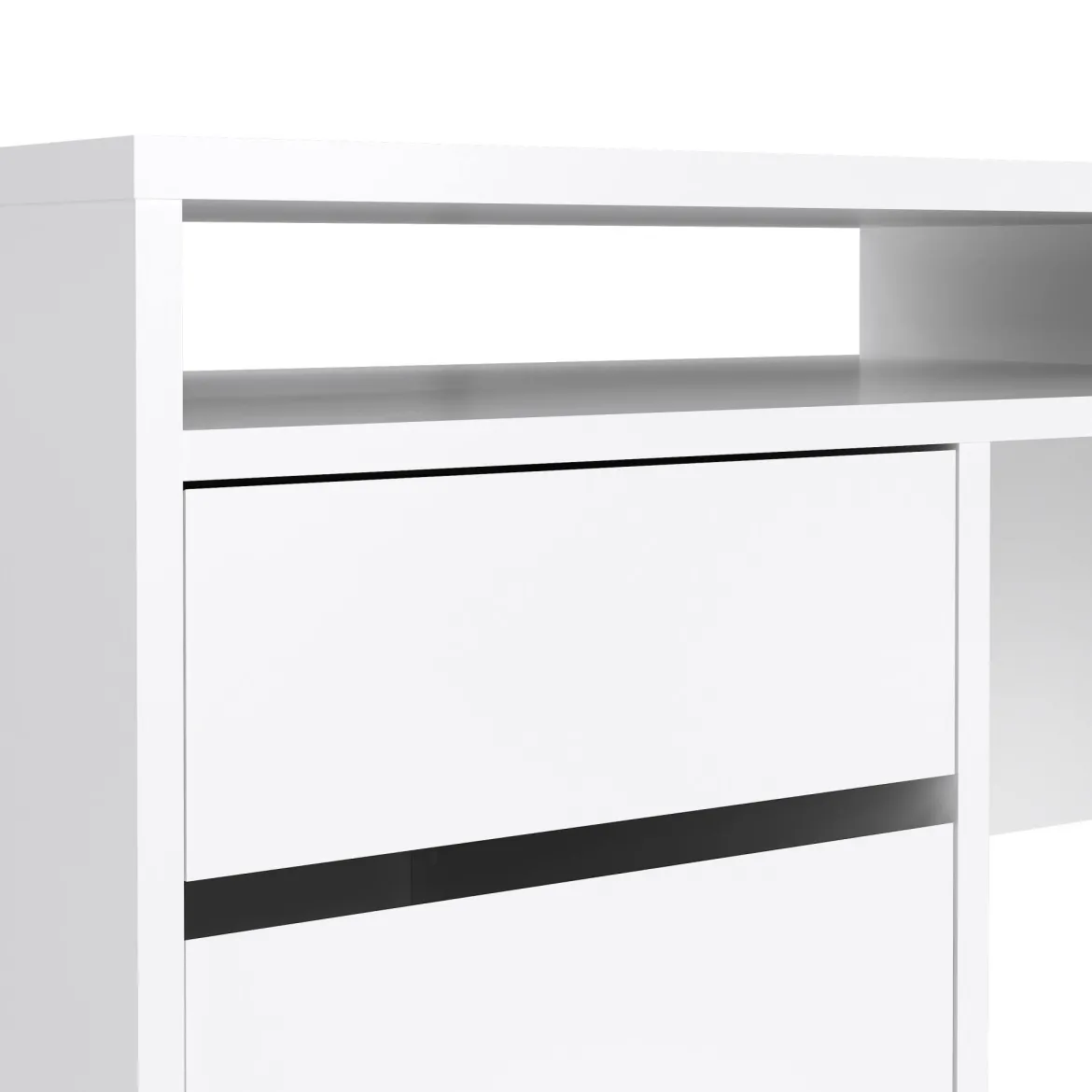 Scrivania lineare bianca lucida 149x48cm con 2 cassetti - Leepi