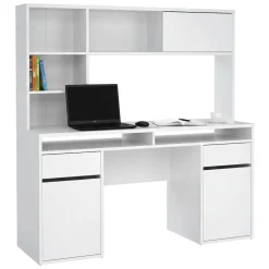 Scrivania lineare bianca lucida 160x60cm con supporto computer - Giunone
