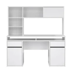 Scrivania lineare bianca lucida 160x60cm con supporto computer - Giunone