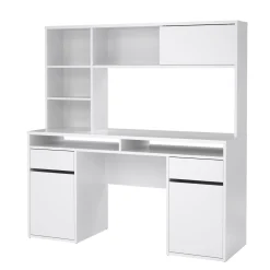 Scrivania lineare bianca lucida 149x48cm con libreria - Ambrenti