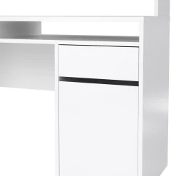 Scrivania lineare bianca lucida 149x48cm con libreria - Ambrenti