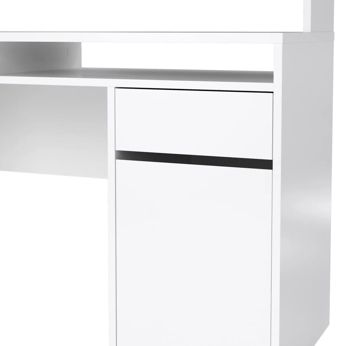 Scrivania lineare bianca lucida 149x48cm con libreria - Ambrenti