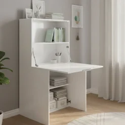 Scrivania lineare bianca lucida 70x35cm con libreria - Atroc