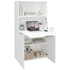 Scrivania lineare bianca lucida 70x35cm con libreria - Atroc