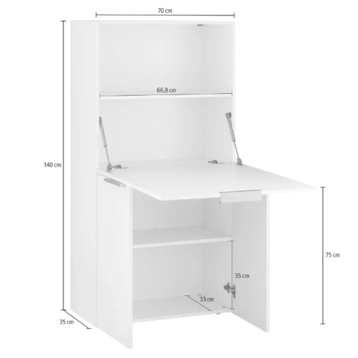 Scrivania lineare bianca lucida 70x35cm con supporto pc - Akiro