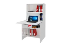Scrivania lineare bianca lucida 70x35cm con supporto pc - Akiro