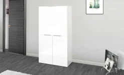 Scrivania lineare bianca lucida 70x35cm con supporto pc - Akiro