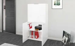 Scrivania lineare bianca lucida 70x35cm con supporto pc - Akiro