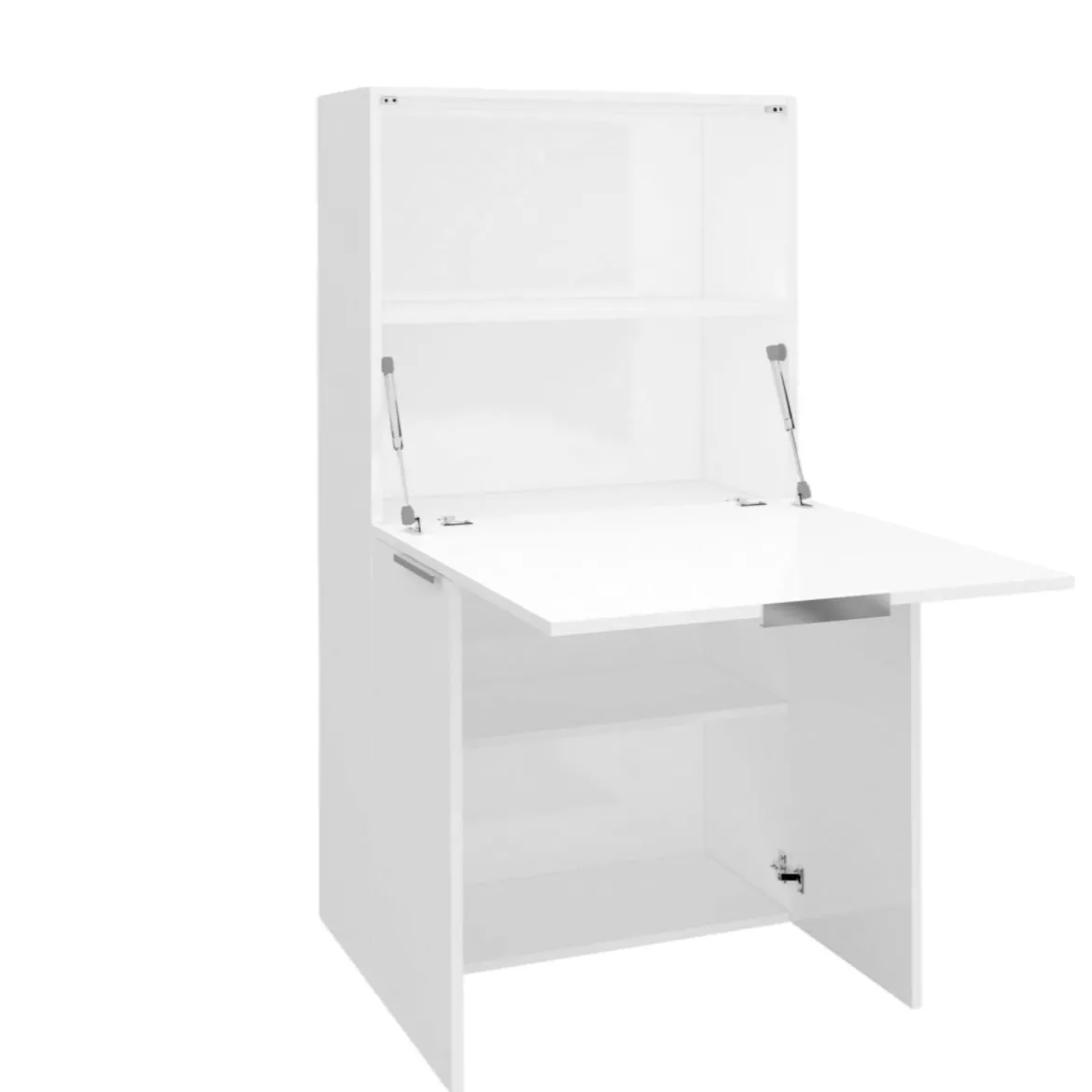 Scrivania lineare bianca lucida 70x35cm con supporto pc - Akiro