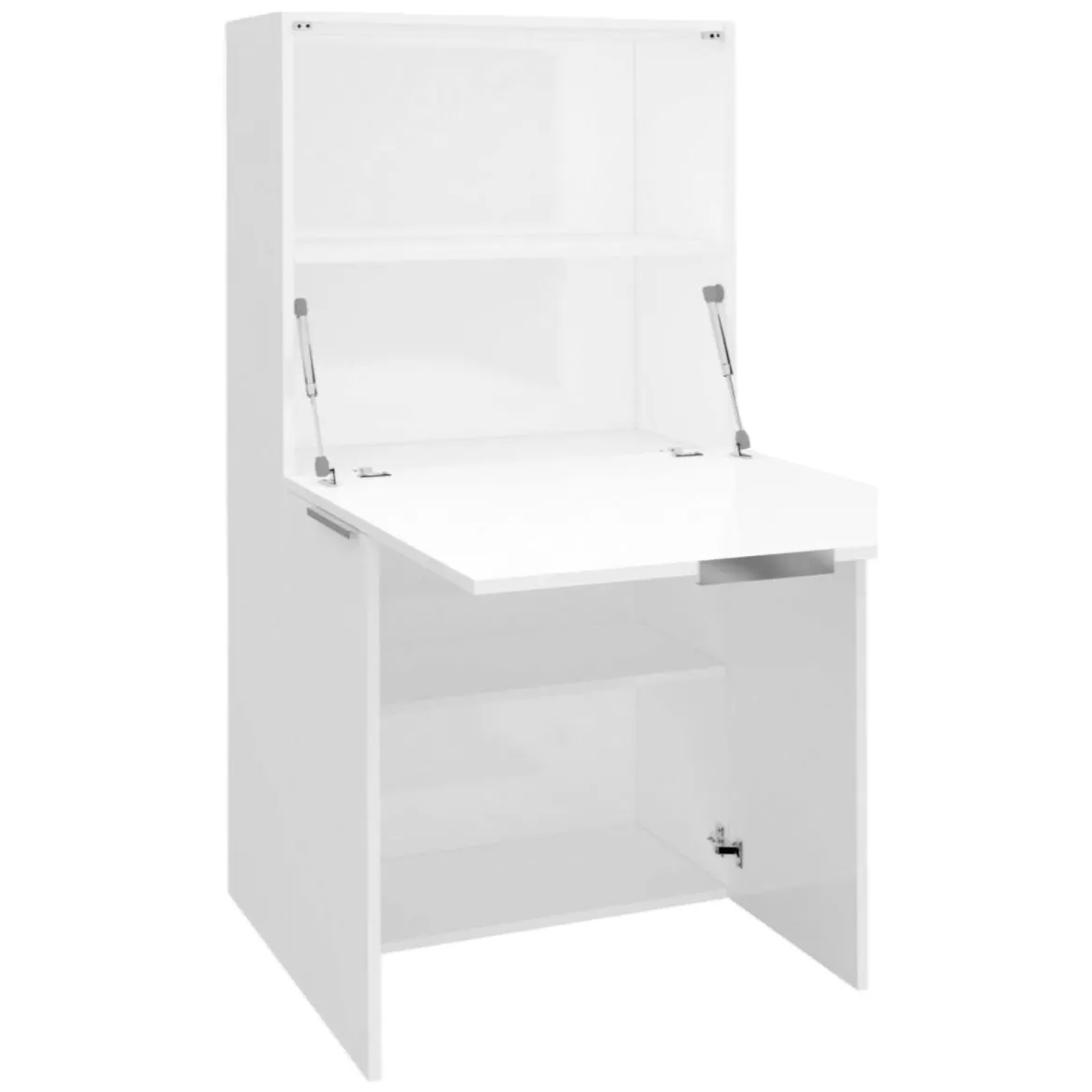Scrivania lineare bianca lucida 70x35cm con supporto pc - Akiro
