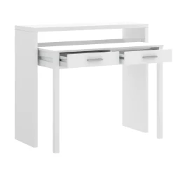 Scrivania lineare bianca lucida e acero 110x50cm con supporto pc - Antioco