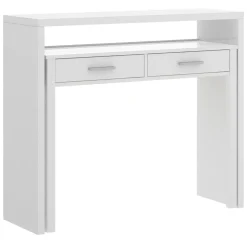 Scrivania lineare bianca lucida e acero 110x50cm con supporto pc - Antioco