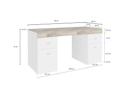 Scrivania lineare bianca lucida e antracite 98x36cm con 2 cassetti - Andriy