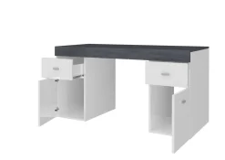 Scrivania lineare bianca lucida e rovere 135x75cm con 3 cassetti - Hachette