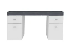 Scrivania lineare bianca lucida e rovere 135x75cm con 3 cassetti - Hachette