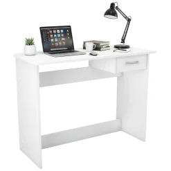 Scrivania lineare bianca opaca 100x49cm con 1 cassetto - Bargagli