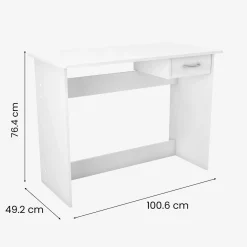 Scrivania lineare bianca opaca 100x49cm con 1 cassetto - Bargagli