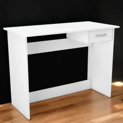 Scrivania lineare bianca opaca 100x49cm con 1 cassetto - Bargagli