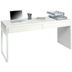 Scrivania lineare bianca opaca 138x50cm con 2 cassetti - Cerere