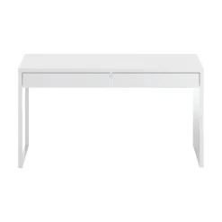 Scrivania lineare bianca opaca 138x50cm con 2 cassetti - Cerere