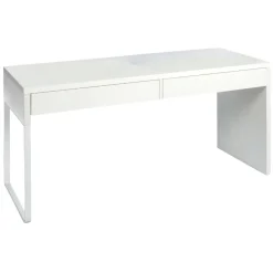 Scrivania lineare bianca opaca 138x50cm con 2 cassetti - Cerere
