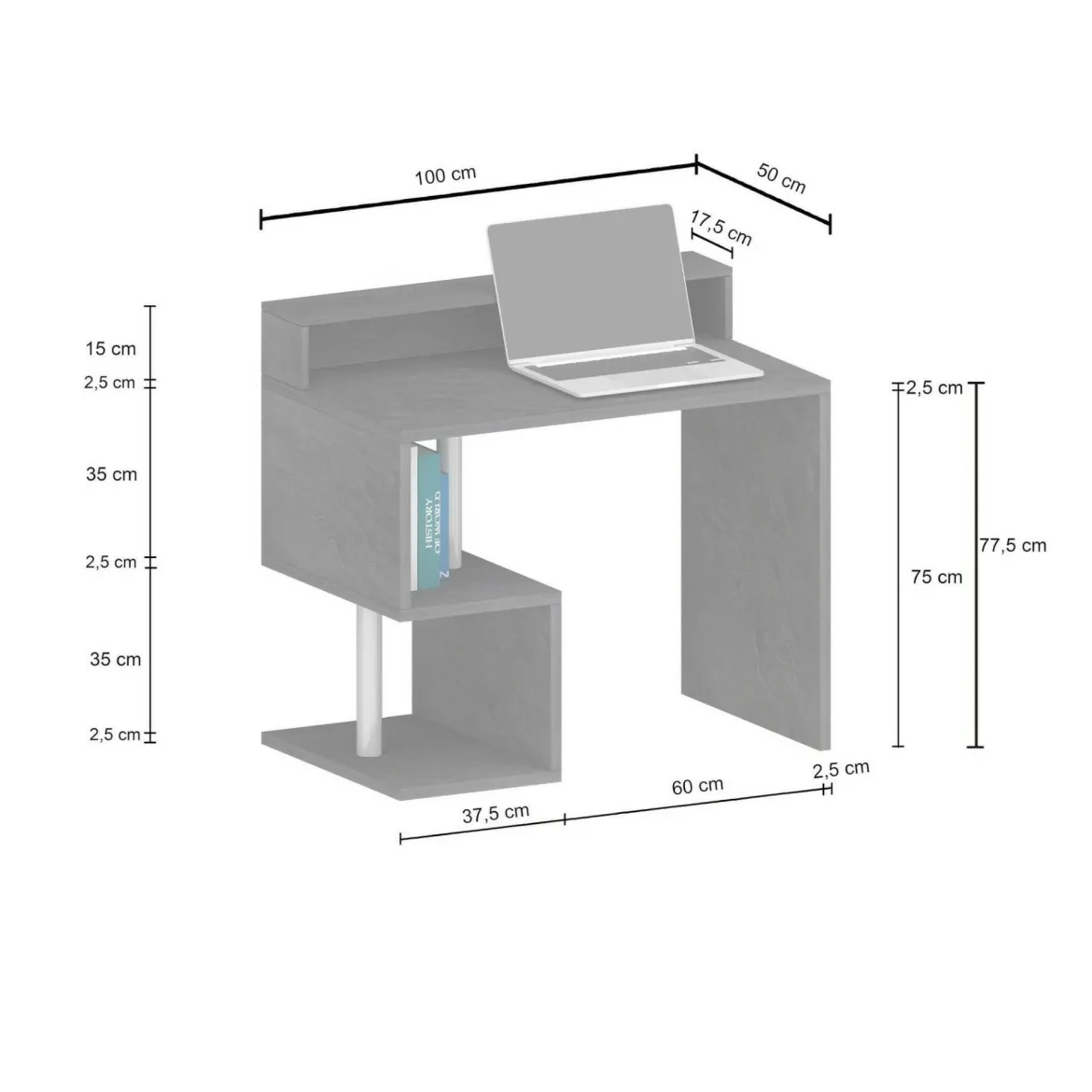 Scrivania lineare bianca 100x50cm con supporto computer - Giusy