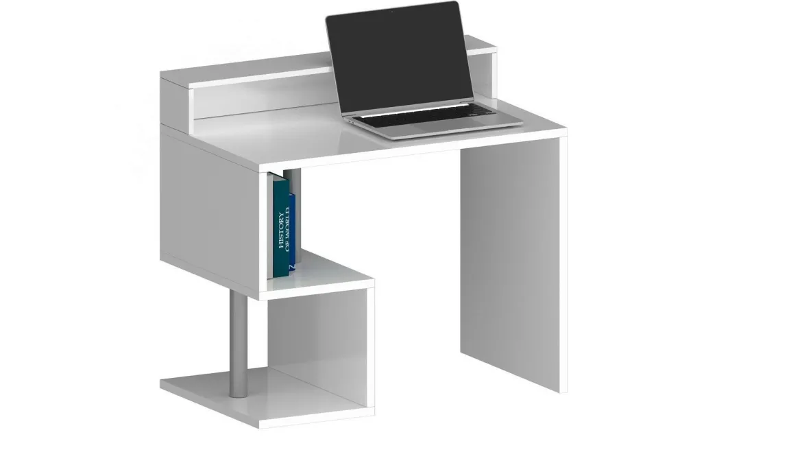 Scrivania lineare bianca 100x50cm con supporto computer - Giusy