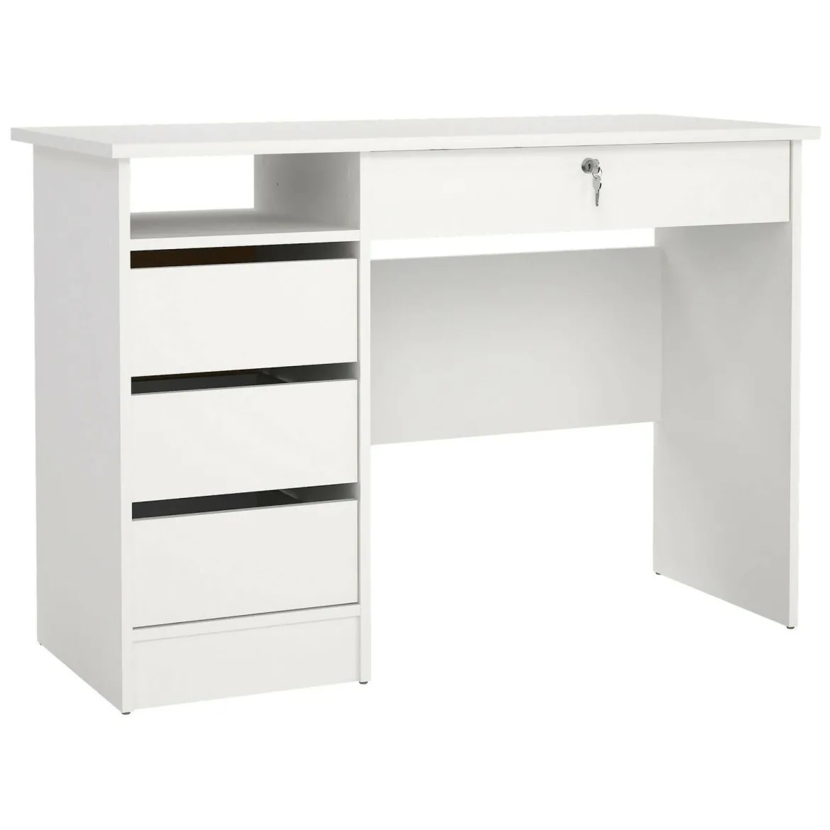Scrivania lineare bianca 109x48cm con 3 cassetti - Franklin