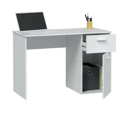 Scrivania lineare bianca 109x48cm con 3 cassetti - Franklin