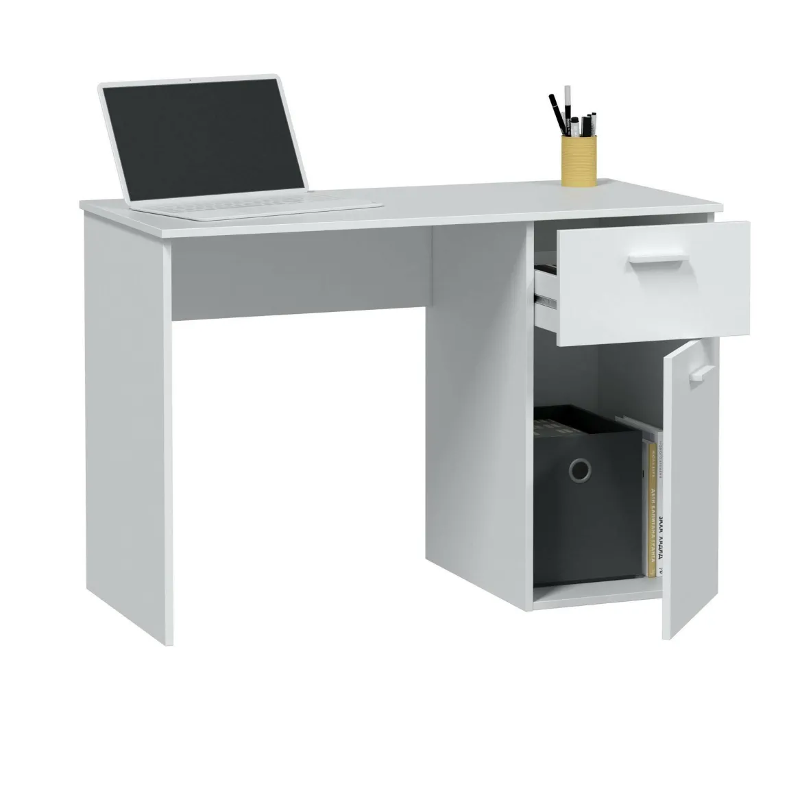 Scrivania lineare bianca 109x48cm con 3 cassetti - Franklin