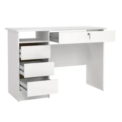 Scrivania lineare bianca 109x48cm con 3 cassetti - Franklin