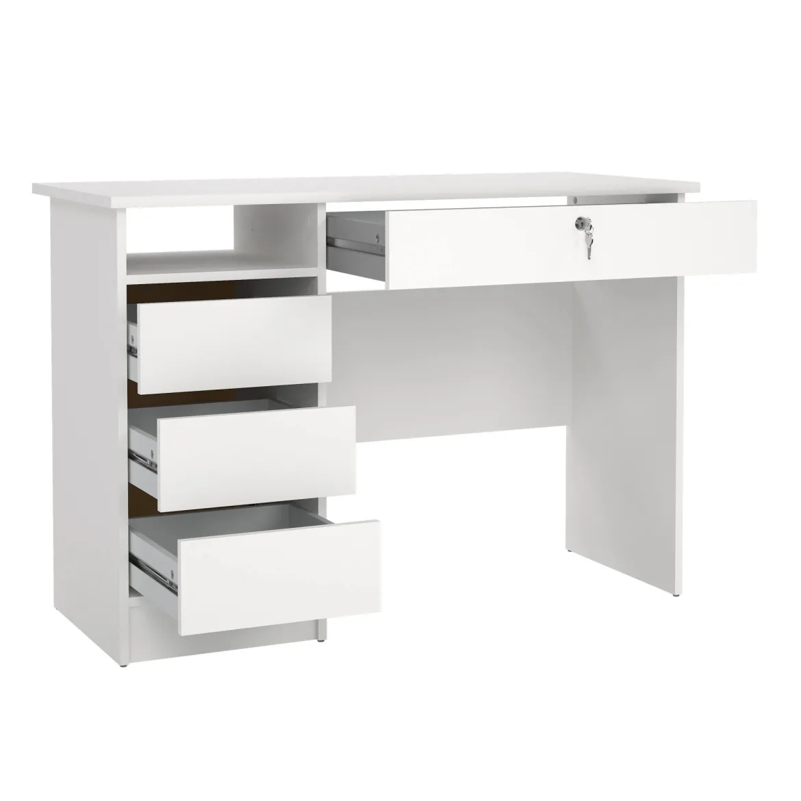 Scrivania lineare bianca 109x48cm con 3 cassetti - Franklin