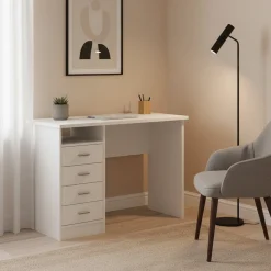 Scrivania lineare bianca 110x48cm con 1 cassetto - Agave