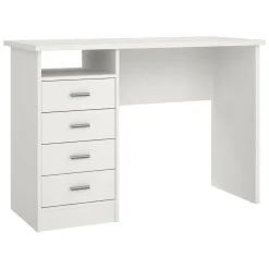 Scrivania lineare bianca 110x45cm con 3 cassetti - Appollo