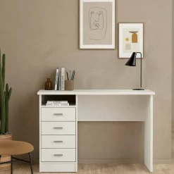 Scrivania lineare bianca 110x48cm con 1 cassetto - Agave