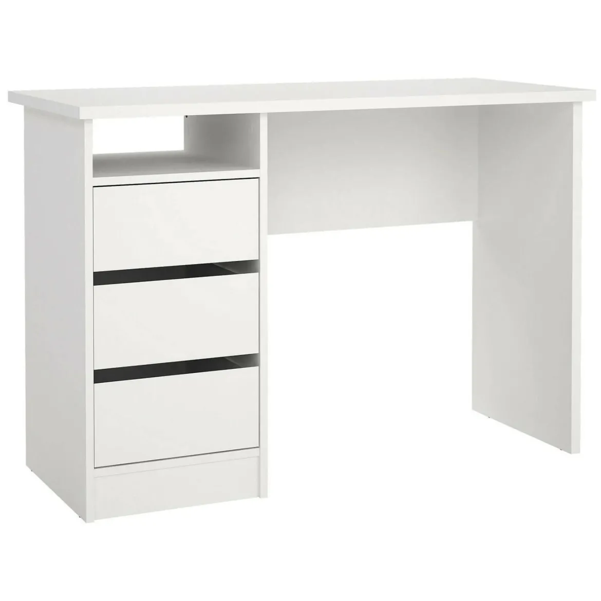 Scrivania lineare bianca 110x48cm con 3 cassetti - Huaning
