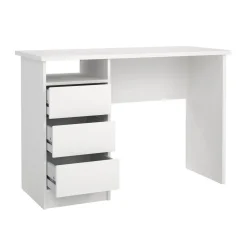 Scrivania lineare bianca 110x48cm con 3 cassetti - Huaning