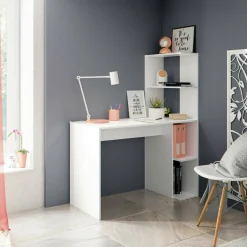 Scrivania lineare bianca 110x50cm con libreria - Abba