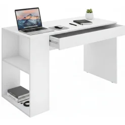 Scrivania lineare bianca 120x48cm con 3 cassetti - Murjan