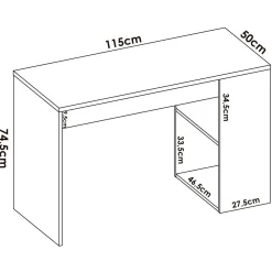 Scrivania lineare bianca 120x48cm con 3 cassetti - Murjan