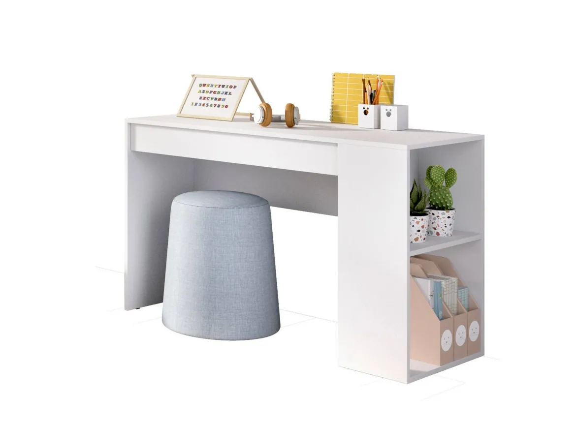 Scrivania lineare bianca 120x48cm con 3 cassetti - Murjan