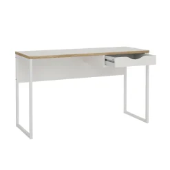 Scrivania lineare bianca 130x48cm con 1 cassetto - Gil