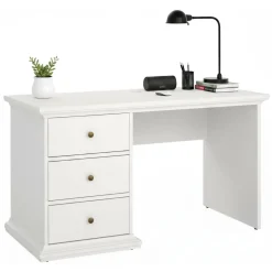 Scrivania lineare bianca 138x60cm con 2 cassetti - Abol