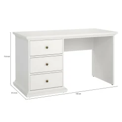 Scrivania lineare bianca 138x60cm con 2 cassetti - Abol