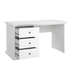 Scrivania lineare bianca 138x60cm con 2 cassetti - Abol
